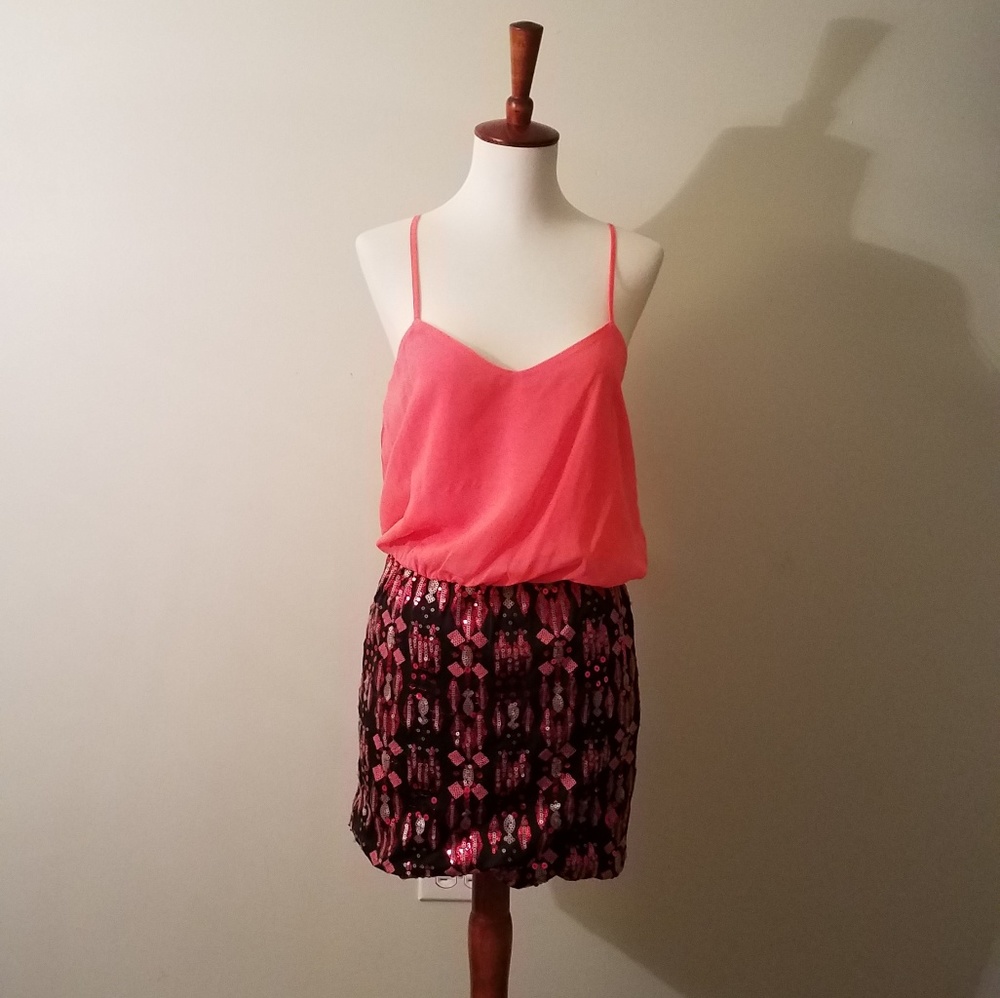 As U Wish coral sequin mini dress